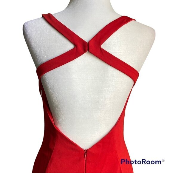 Long Red Open Back Formal Dress US M - Picture 3 of 5